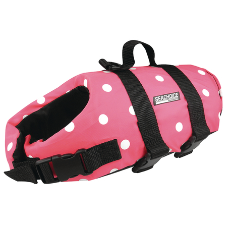 SEACHOICE Dog Life Vest - Pink Polka Dot, XXS, Up to 6 lbs. 86360